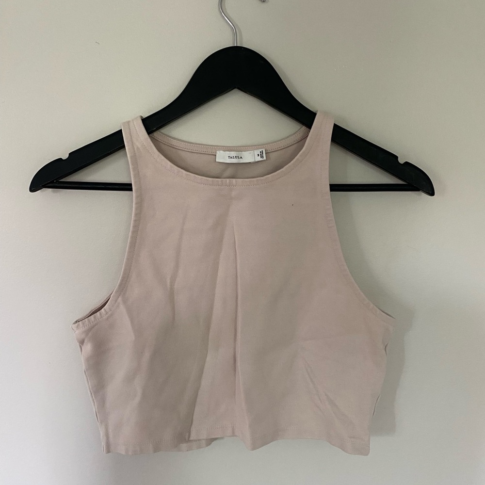 TALULAH Tan Sleeveless Fitted Crop Top